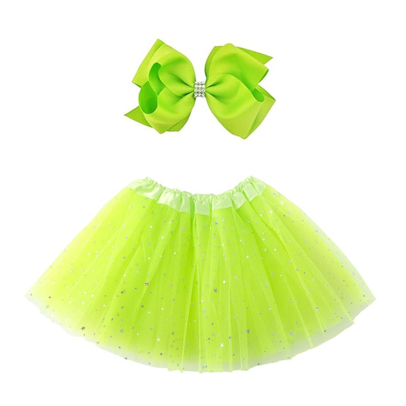 JastoreÂ® Girls Layered Stars Sequins Tutu Skirt Princess Ballet Dance Dress (Light Green) - Image 1